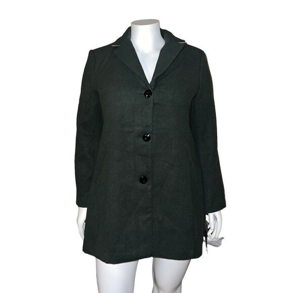 Maralyn & Me Juniors Single-Breasted Reefer Coat Dark Green XXL NWT - Picture 1 of 8